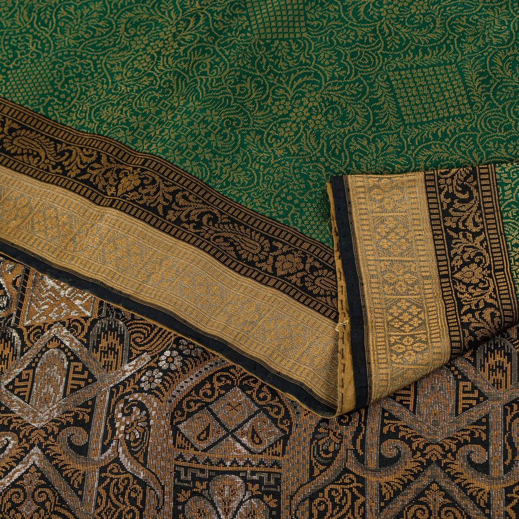 Sanskriti Vintage Green 100%Pure Silk Saree Woven Sari 5+YD Textile Craft Fabric