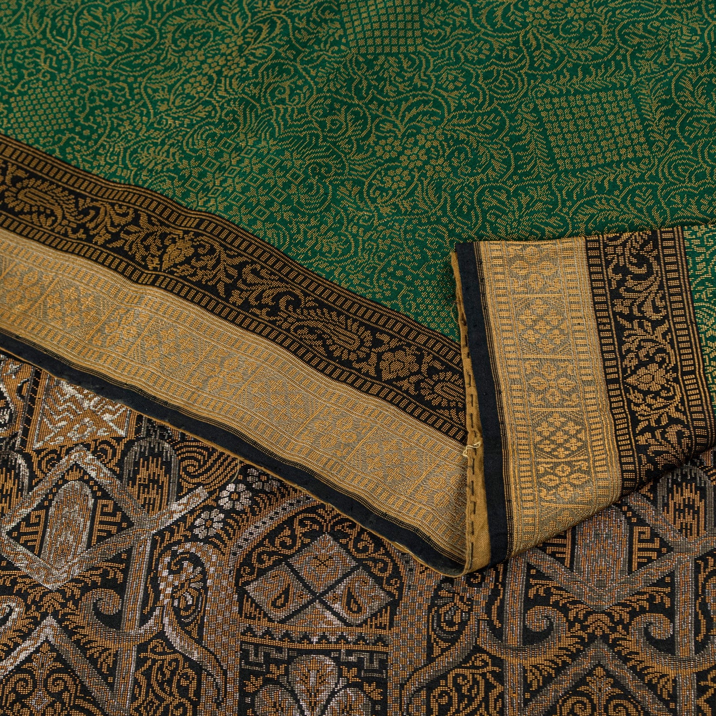 Sanskriti Vintage Green 100%Pure Silk Saree Woven Sari 5+YD Textile Craft Fabric
