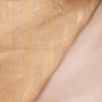 Sanskriti Vintage Sarees Cream Chiffon Embroidered Sequins 6YD Dressmaking Sari