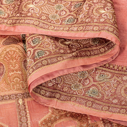 Sanskriti Vintage Pink Pure Silk Saree Hand Woven/Embroidered Sari 5+YD Fabric
