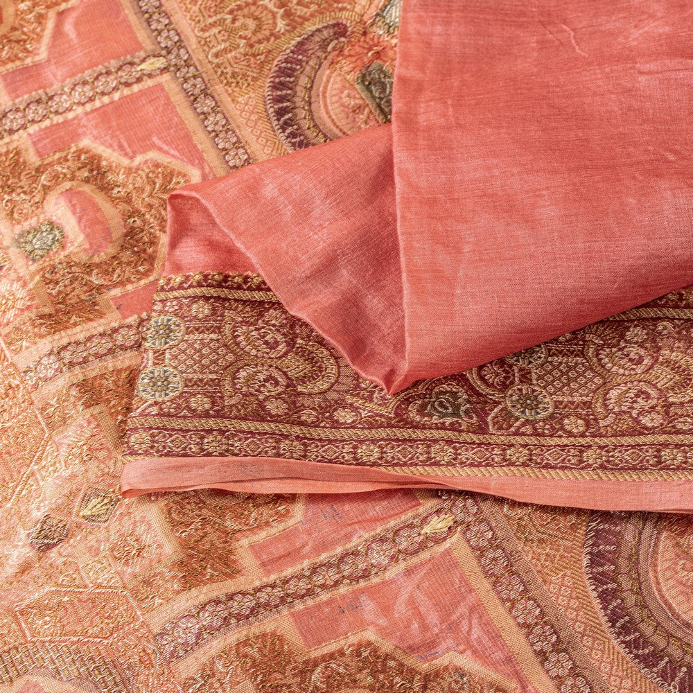 Sanskriti Vintage Pink Pure Silk Saree Hand Woven/Embroidered Sari 5+YD Fabric