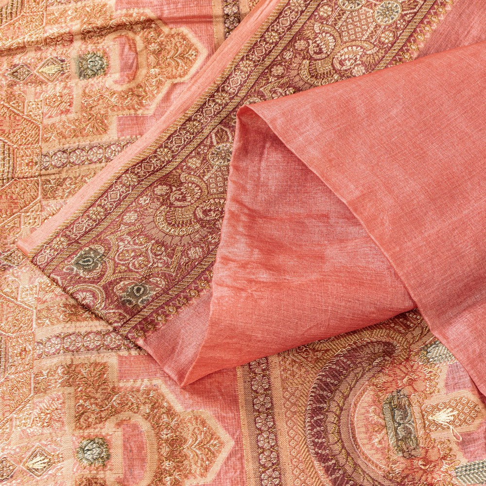 Sanskriti Vintage Pink Pure Silk Saree Hand Woven/Embroidered Sari 5+YD Fabric