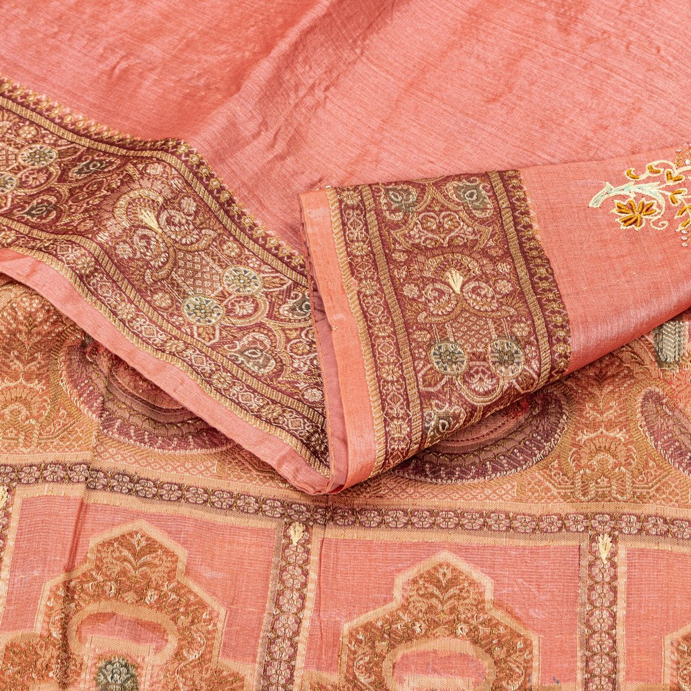 Sanskriti Vintage Pink Pure Silk Saree Hand Woven/Embroidered Sari 5+YD Fabric