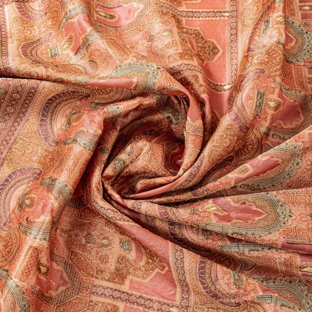 Sanskriti Vintage Pink Pure Silk Saree Hand Woven/Embroidered Sari 5+YD Fabric