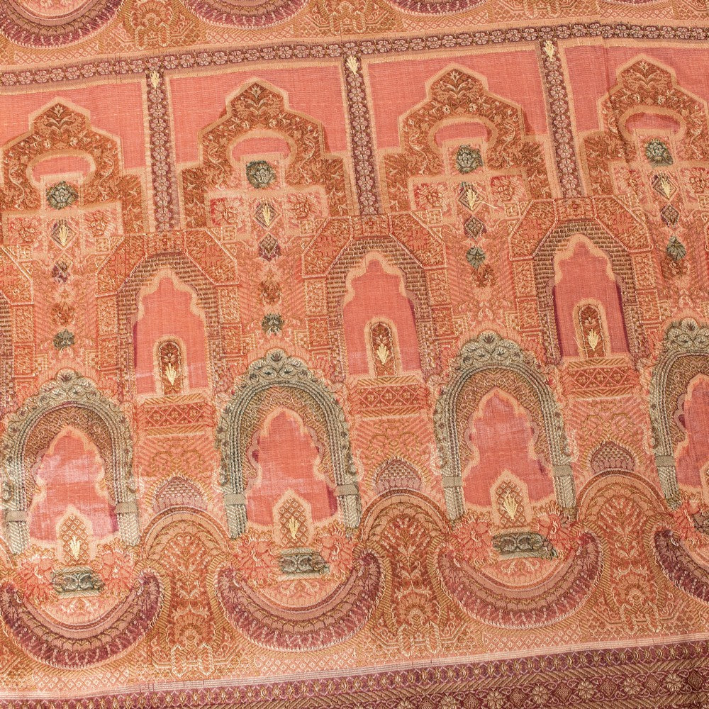 Sanskriti Vintage Pink Pure Silk Saree Hand Woven/Embroidered Sari 5+YD Fabric