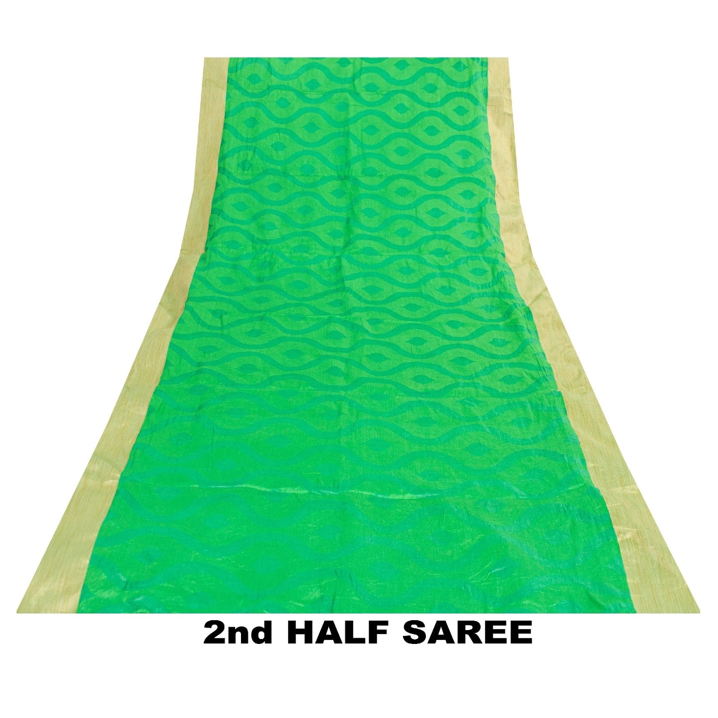 Sanskriti Vintage Green Sarees Pure Silk Woven 5+YD Sari Indian Upcycled Fabric