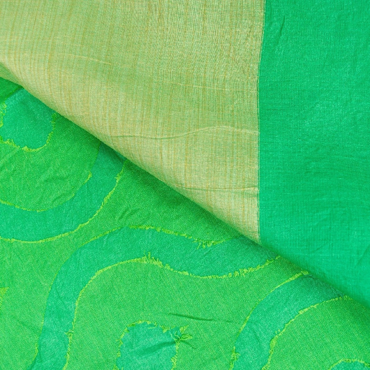 Sanskriti Vintage Green Sarees Pure Silk Woven 5+YD Sari Indian Upcycled Fabric