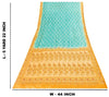 Sanskriti Vintage Blue & Yellow Sarees Pure Silk Hand Woven Sari Upcycled Fabric