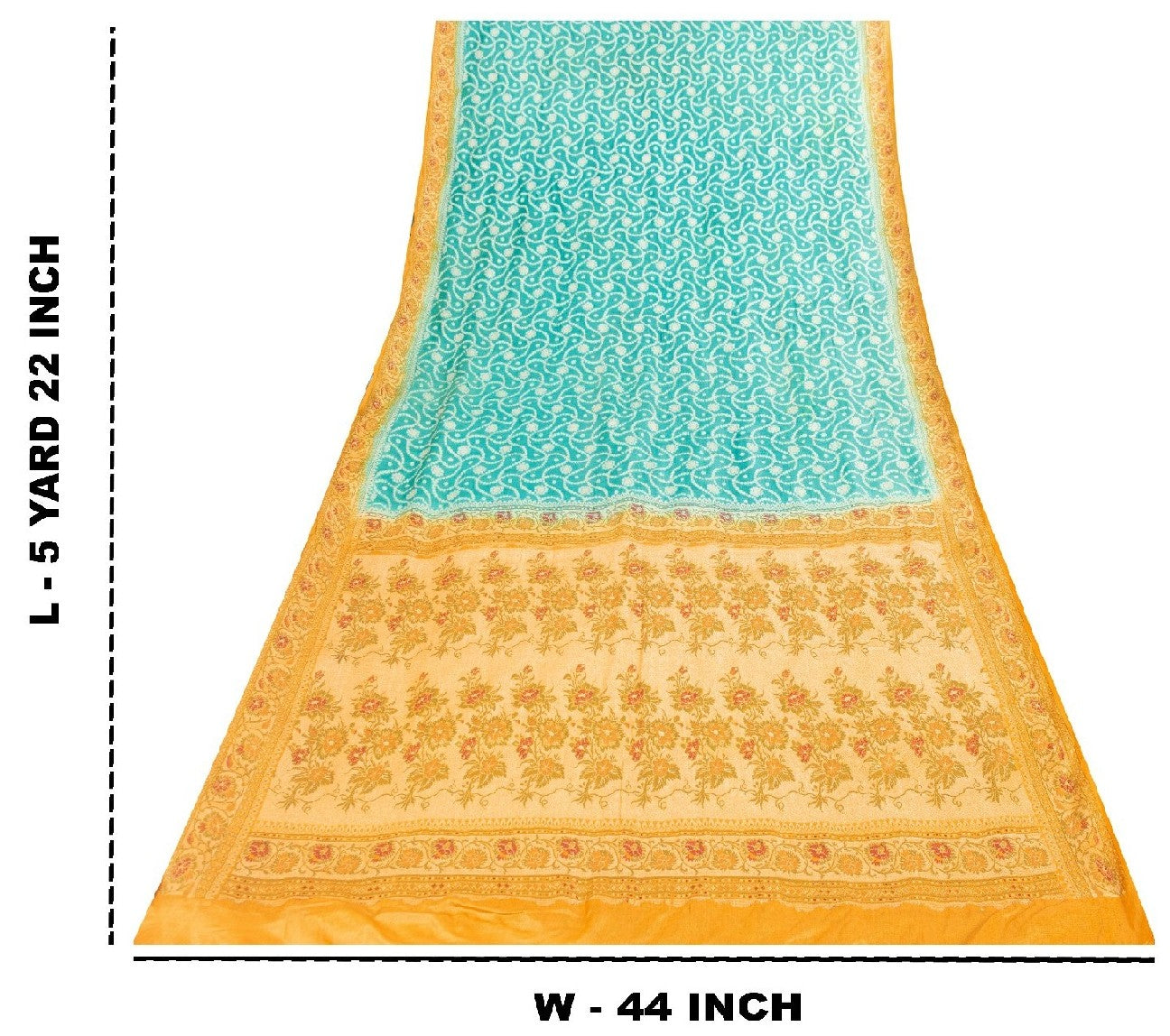 Sanskriti Vintage Blue & Yellow Sarees Pure Silk Hand Woven Sari Upcycled Fabric