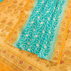 Sanskriti Vintage Blue & Yellow Sarees Pure Silk Hand Woven Sari Upcycled Fabric