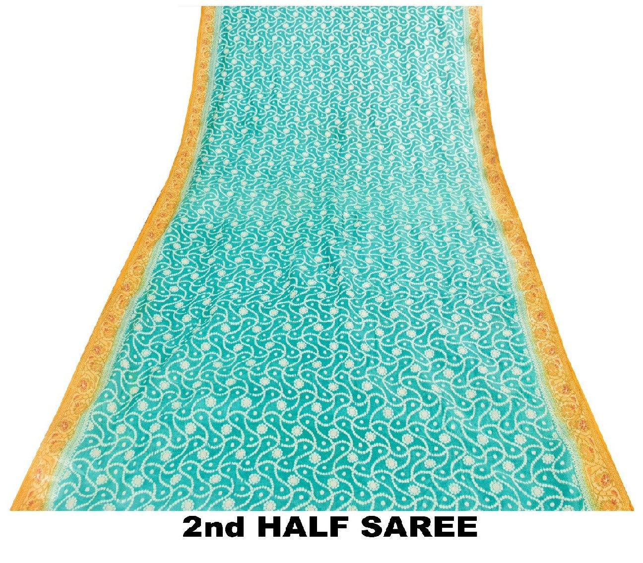 Sanskriti Vintage Blue & Yellow Sarees Pure Silk Hand Woven Sari Upcycled Fabric