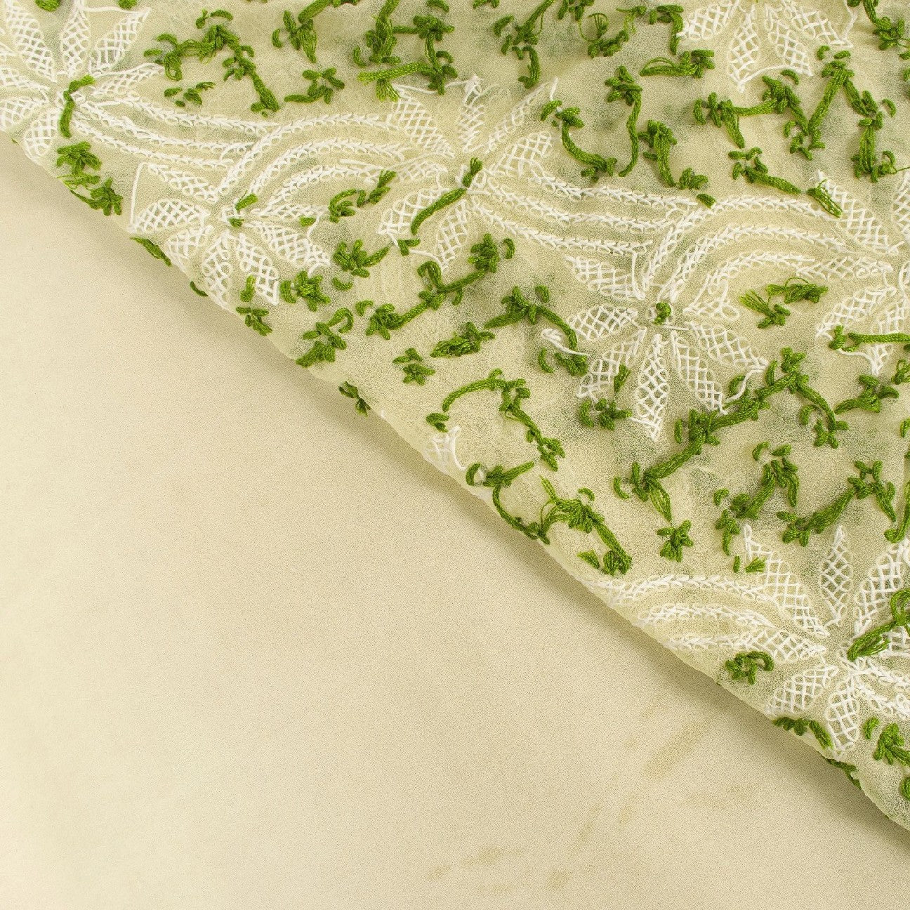 Sanskriti Vintage Ivory Georgette Sarees Hand Embroidered Chikankari Lucknow Heritage Sari
