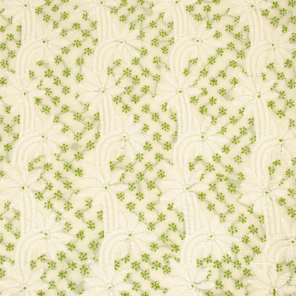 Sanskriti Vintage Ivory Georgette Sarees Hand Embroidered Chikankari Lucknow Heritage Sari