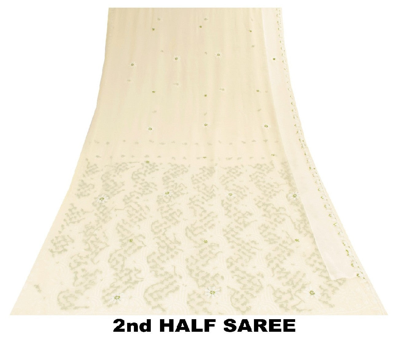 Sanskriti Vintage Ivory Georgette Sarees Hand Embroidered Chikankari Lucknow Heritage Sari