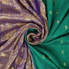 Sanskriti Vintage Green Sarees Pure Silk Brocade Zari Woven Sari Textile Fabric