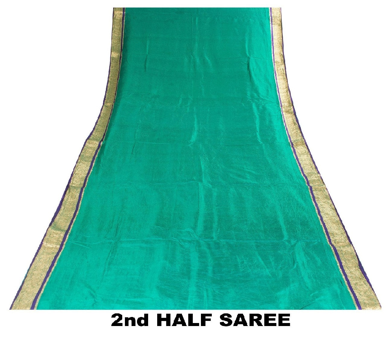 Sanskriti Vintage Green Sarees Pure Silk Brocade Zari Woven Sari Textile Fabric
