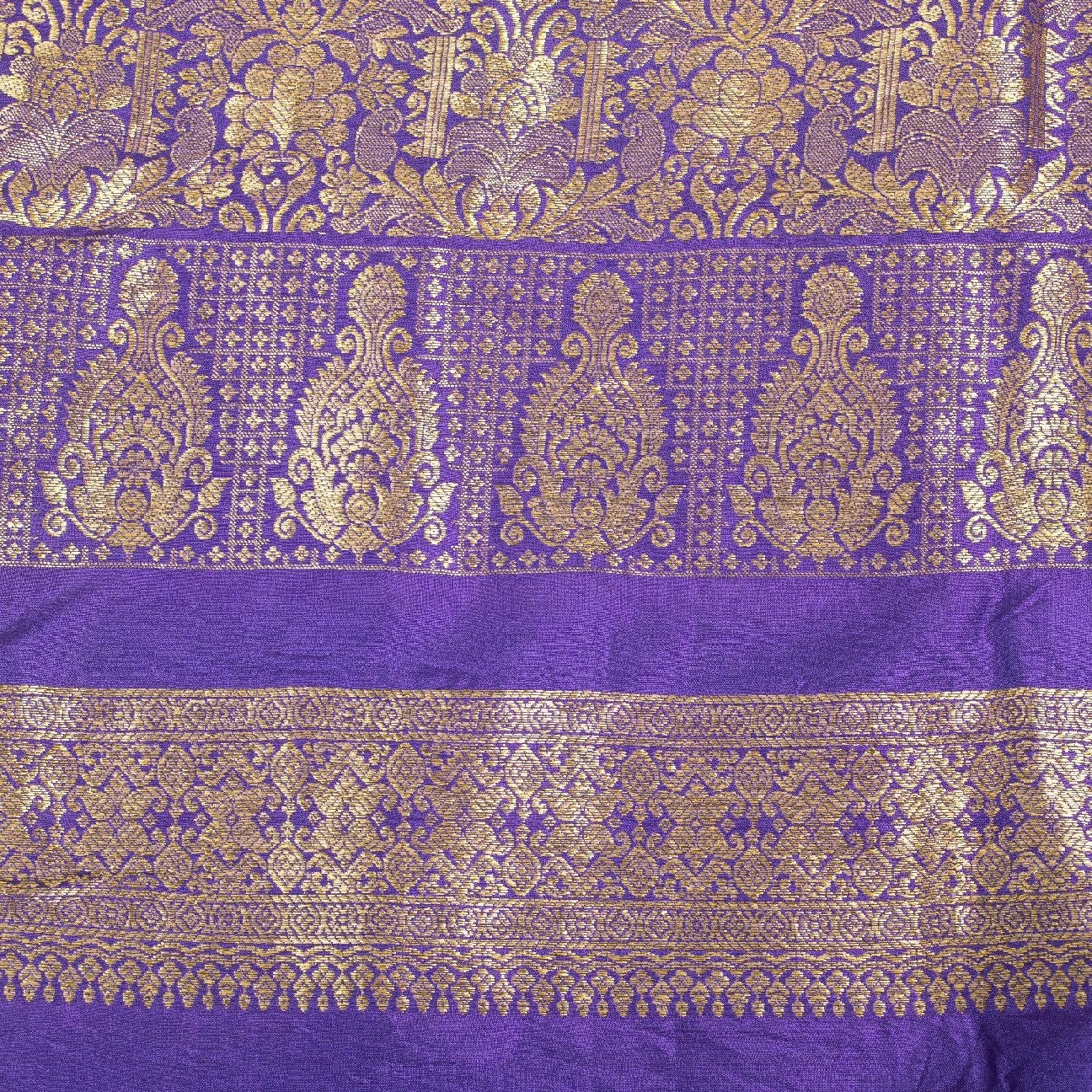 Sanskriti Vintage Green Sarees Pure Silk Brocade Zari Woven Sari Textile Fabric