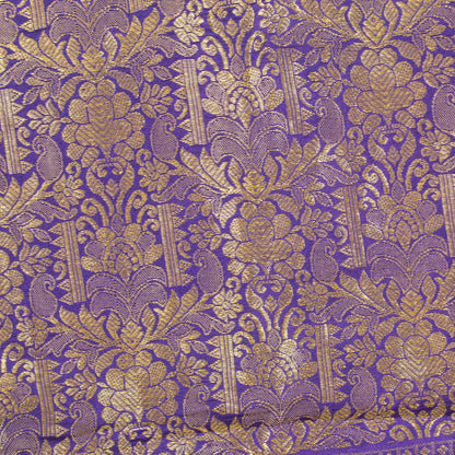 Sanskriti Vintage Green Sarees Pure Silk Brocade Zari Woven Sari Textile Fabric