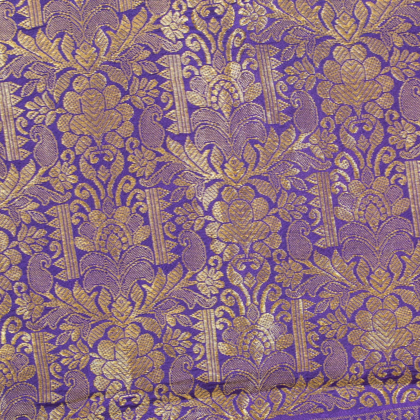 Sanskriti Vintage Green Sarees Pure Silk Brocade Zari Woven Sari Textile Fabric