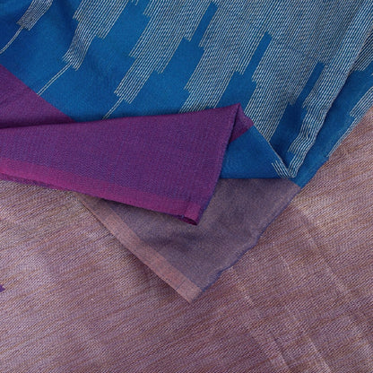 Sanskriti Vintage Blue Sarees Pure Cotton Handwoven Tant Bengali Heritage Sari