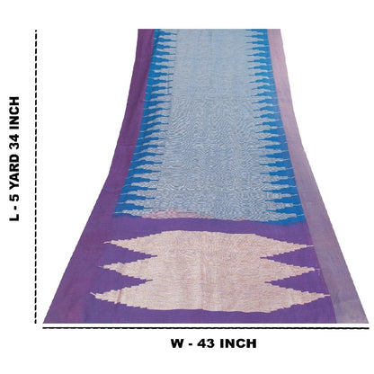 Sanskriti Vintage Blue Sarees Pure Cotton Handwoven Tant Bengali Heritage Sari