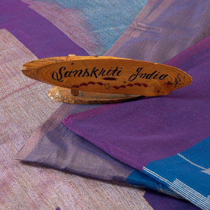 Sanskriti Vintage Blue Sarees Pure Cotton Handwoven Tant Bengali Heritage Sari