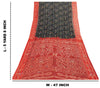 Sanskriti Vintage Black-Red Pure Georgette Saree Bandhani Hand Bead 5+YD Fabric