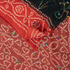 Sanskriti Vintage Black-Red Pure Georgette Saree Bandhani Hand Bead 5+YD Fabric