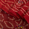 Sanskriti Vintage Black-Red Pure Georgette Saree Bandhani Hand Bead 5+YD Fabric