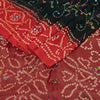 Sanskriti Vintage Black-Red Pure Georgette Saree Bandhani Hand Bead 5+YD Fabric