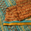 Sanskriti Vintage Saffron-Blue Pure Georgette Silk Saree Embroidery 5.5YD Fabric