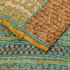 Sanskriti Vintage Saffron-Blue Pure Georgette Silk Saree Embroidery 5.5YD Fabric