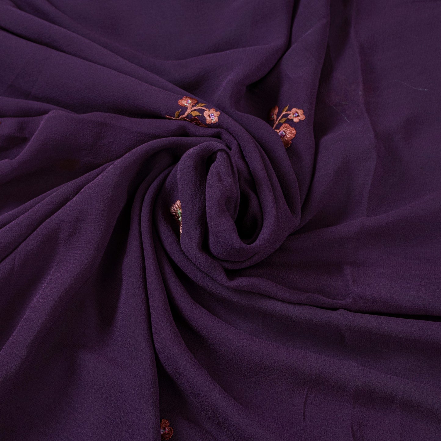 Sanskriti Vintage Purple 100%Pure Georgette Silk Saree Embroidered 5.5+YD Fabric