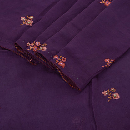 Sanskriti Vintage Purple 100%Pure Georgette Silk Saree Embroidered 5.5+YD Fabric