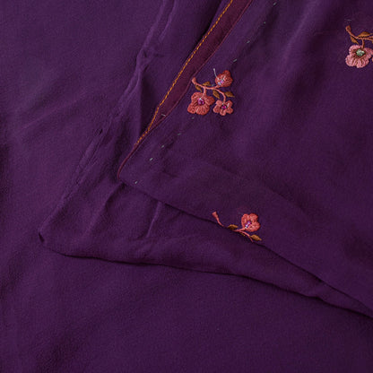Sanskriti Vintage Purple 100%Pure Georgette Silk Saree Embroidered 5.5+YD Fabric