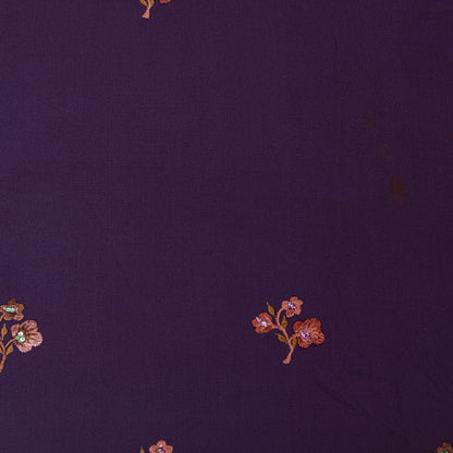 Sanskriti Vintage Purple 100%Pure Georgette Silk Saree Embroidered 5.5+YD Fabric