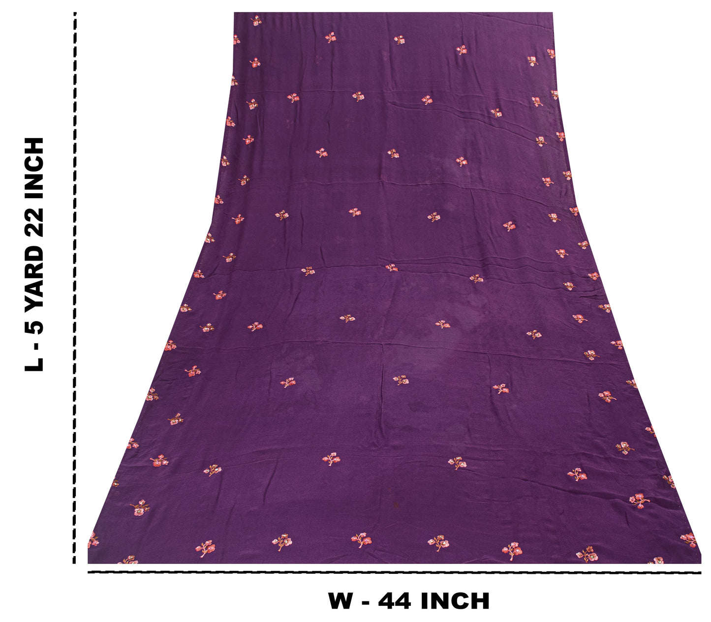 Sanskriti Vintage Purple 100%Pure Georgette Silk Saree Embroidered 5.5+YD Fabric