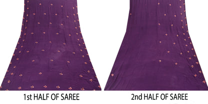 Sanskriti Vintage Purple 100%Pure Georgette Silk Saree Embroidered 5.5+YD Fabric