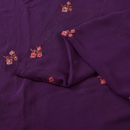 Sanskriti Vintage Purple 100%Pure Georgette Silk Saree Embroidered 5.5+YD Fabric