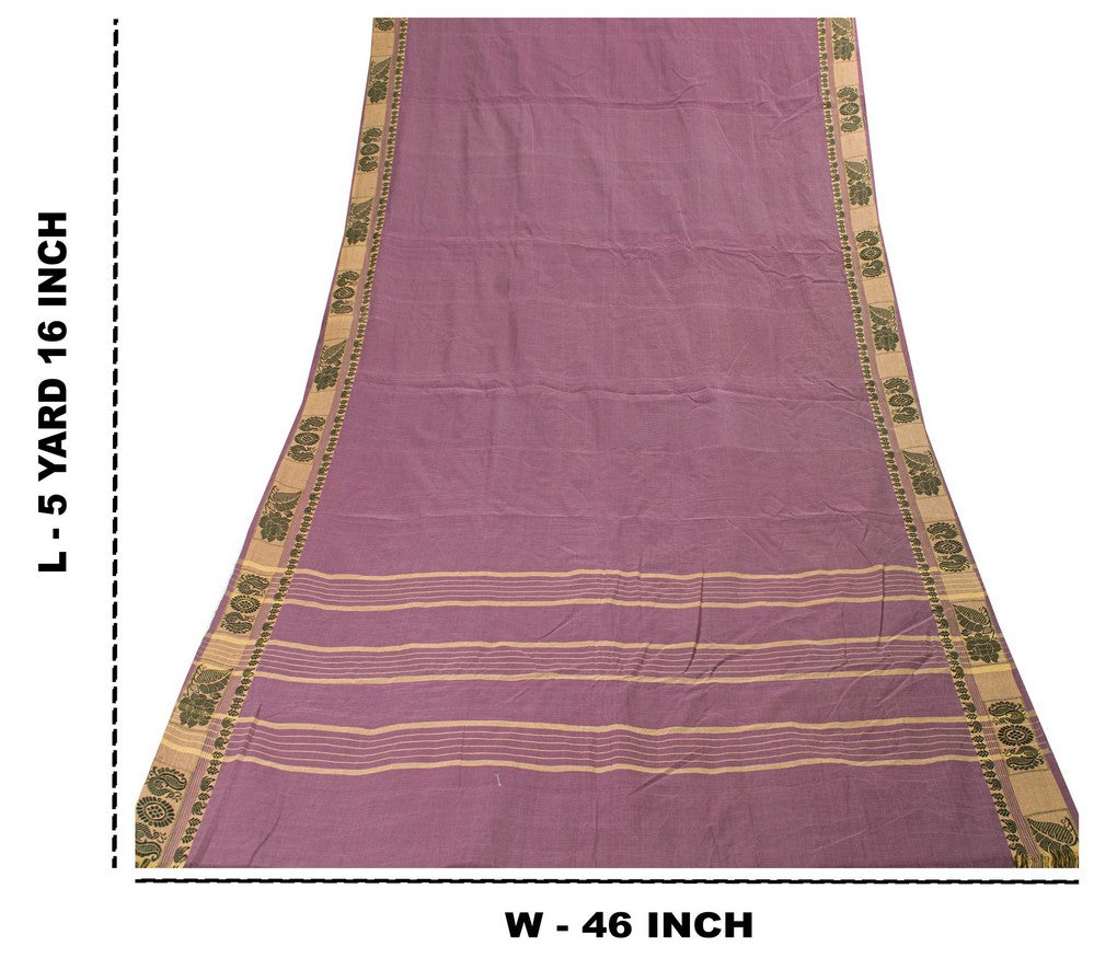Sanskriti Vintage Purple 100% Pure Cotton Begumpuri Saree Hand Craft 5+YD Fabric