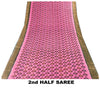 Sanskriti Vintage Pink Cotton Silk Saree Ikat Hand Woven Sambhalpuri 5+YD Fabric
