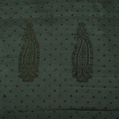 Sanskriti Vintage Saree Green Pure Silk Peacock Hand Woven Bengali Sari Fabric