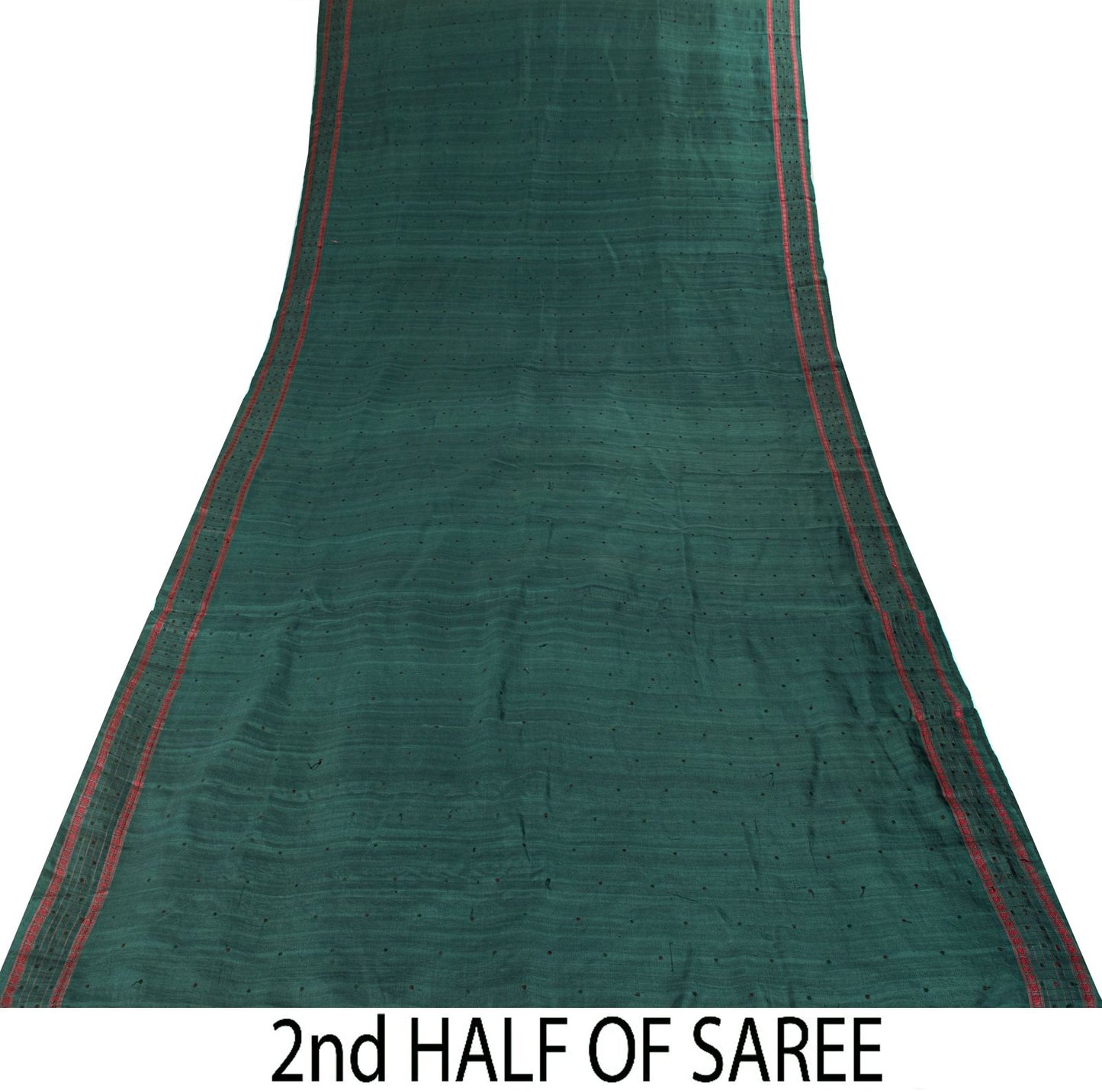 Sanskriti Vintage Saree Green Pure Silk Peacock Hand Woven Bengali Sari Fabric