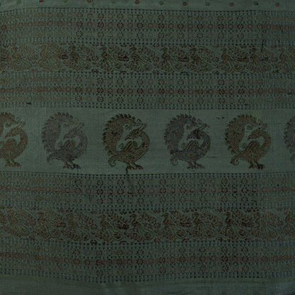 Sanskriti Vintage Saree Green Pure Silk Peacock Hand Woven Bengali Sari Fabric