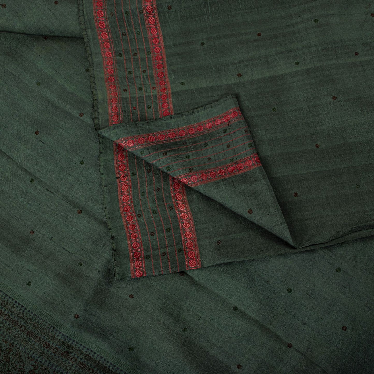 Sanskriti Vintage Saree Green Pure Silk Peacock Hand Woven Bengali Sari Fabric