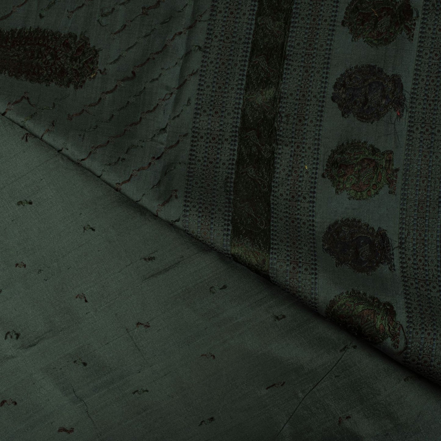 Sanskriti Vintage Saree Green Pure Silk Peacock Hand Woven Bengali Sari Fabric