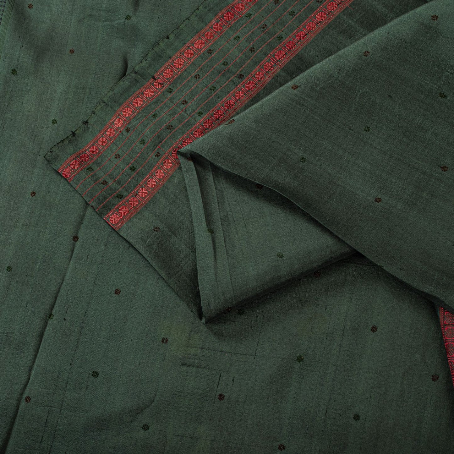 Sanskriti Vintage Saree Green Pure Silk Peacock Hand Woven Bengali Sari Fabric