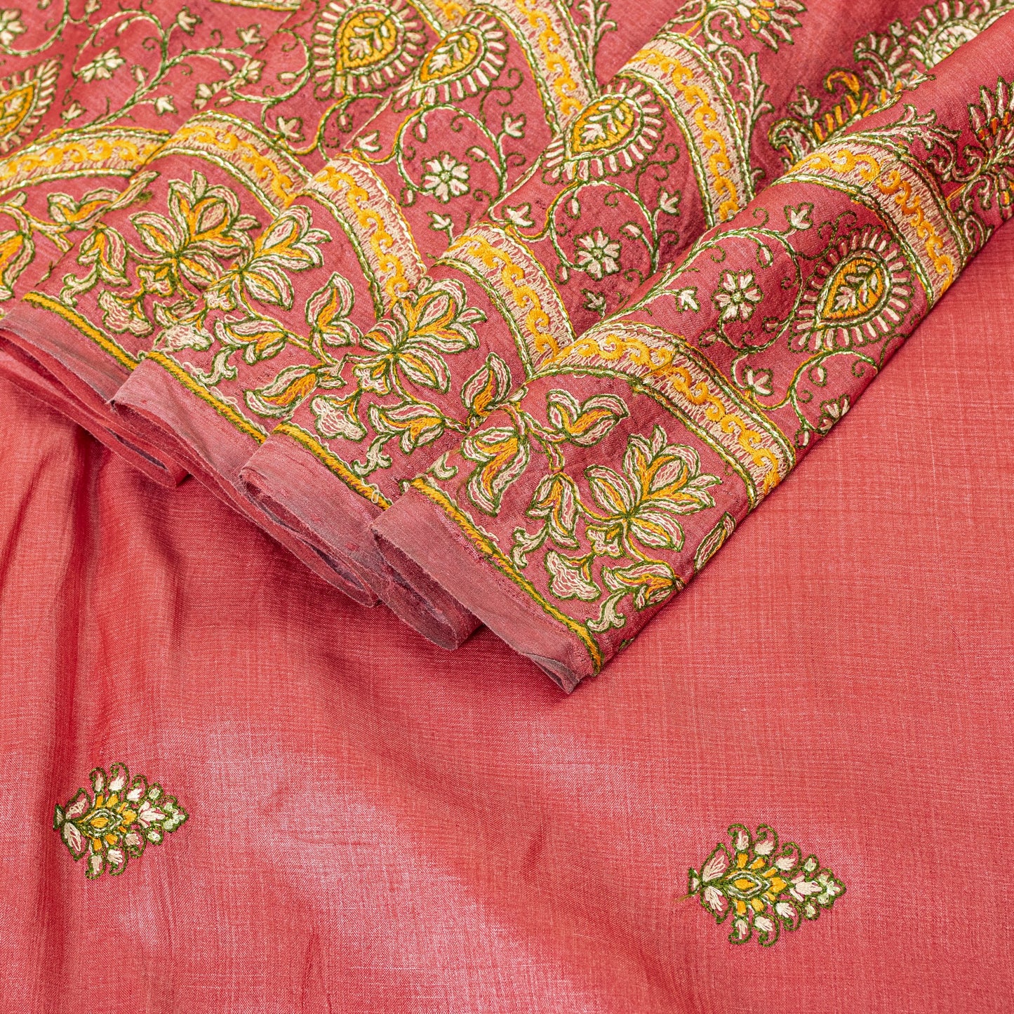 Sanskriti Vintage Pink Pure Silk Saree Hand Embroidered Suzani Sari 5+ YD Fabric