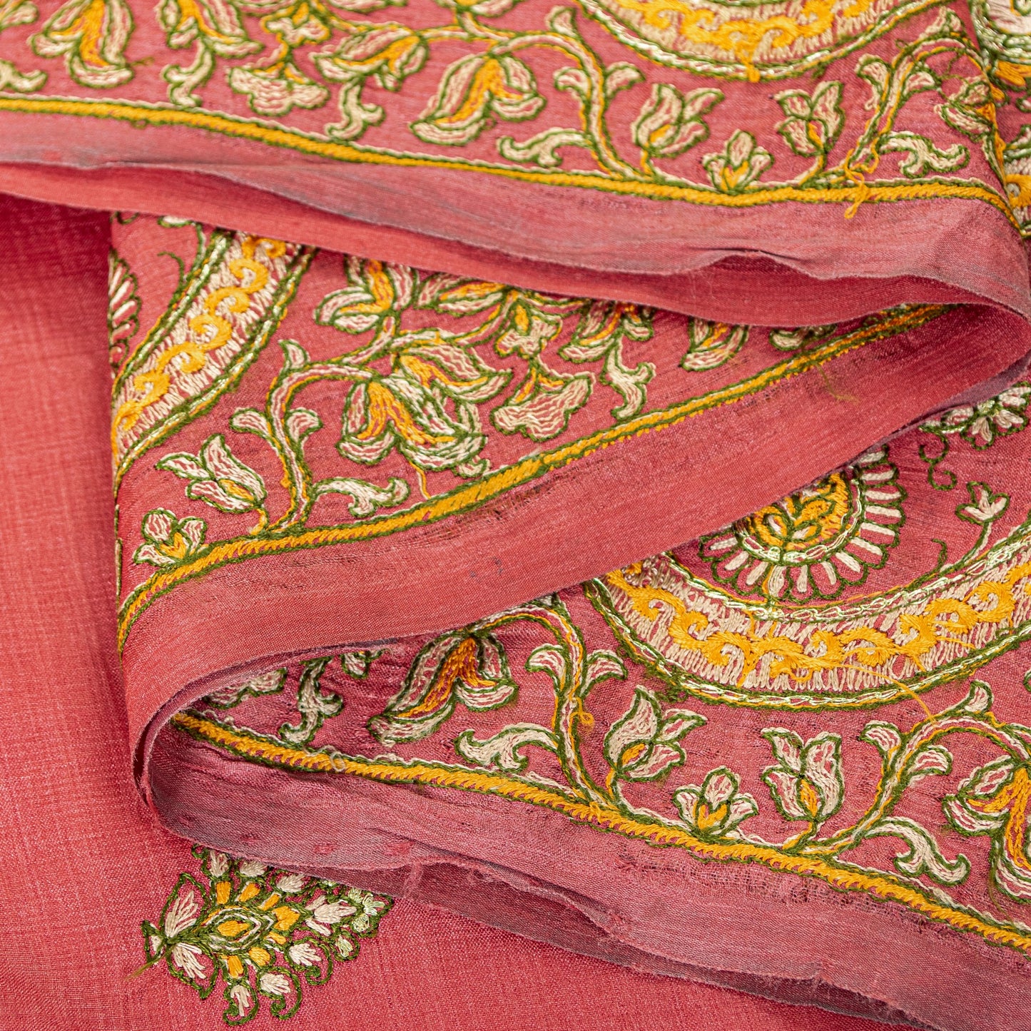 Sanskriti Vintage Pink Pure Silk Saree Hand Embroidered Suzani Sari 5+ YD Fabric
