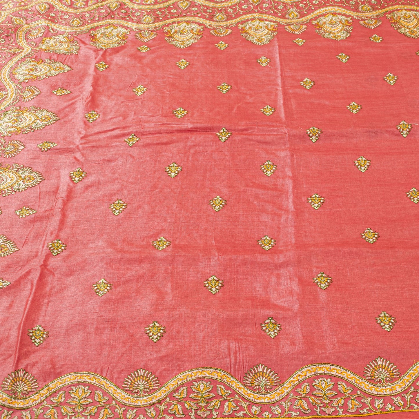 Sanskriti Vintage Pink Pure Silk Saree Hand Embroidered Suzani Sari 5+ YD Fabric